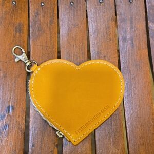 Portland Leather Heart-Shaped Coin Purse in Mustard Yellow